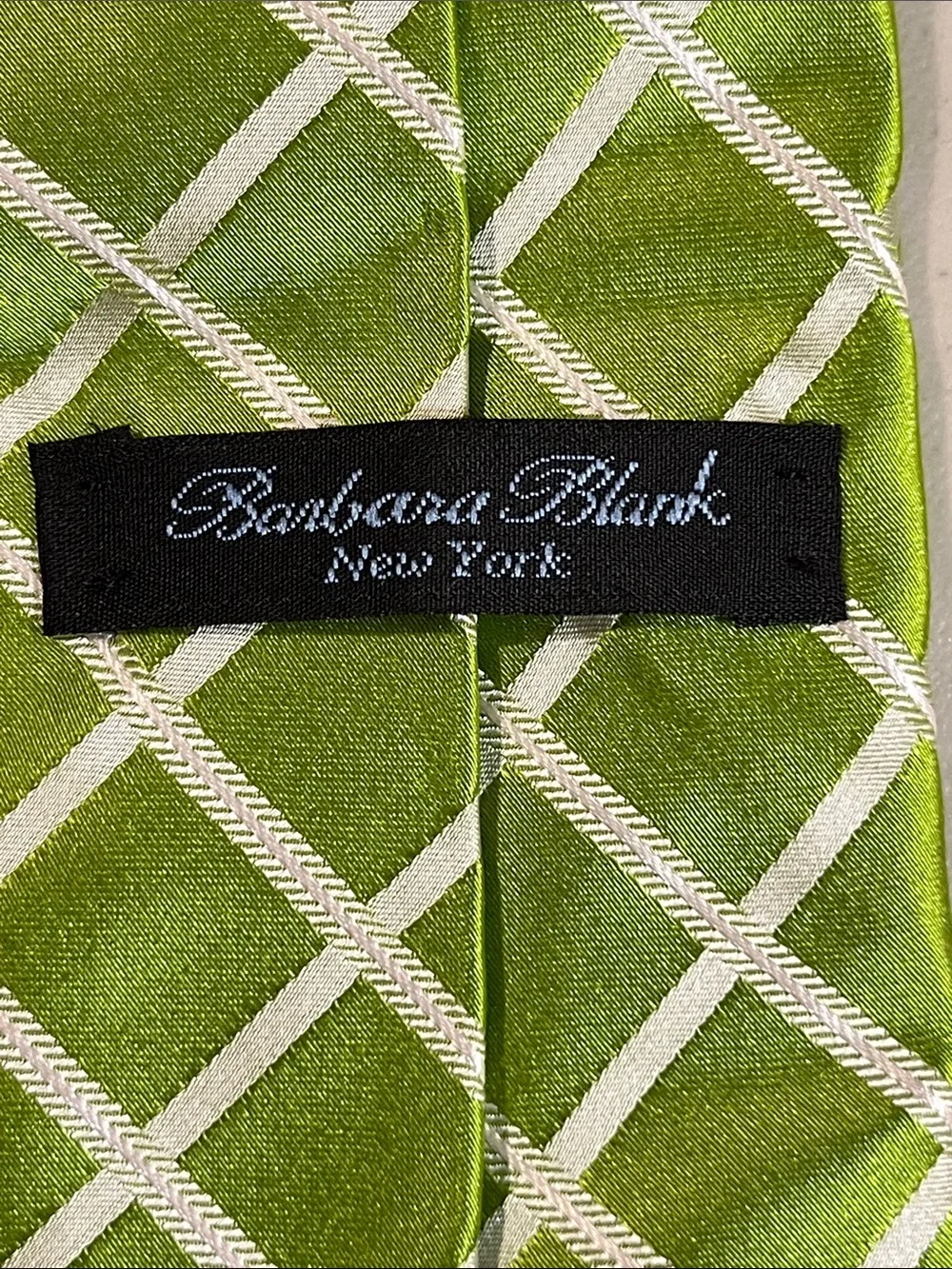 Men's Lime Green Windowpane Tie with White Grid